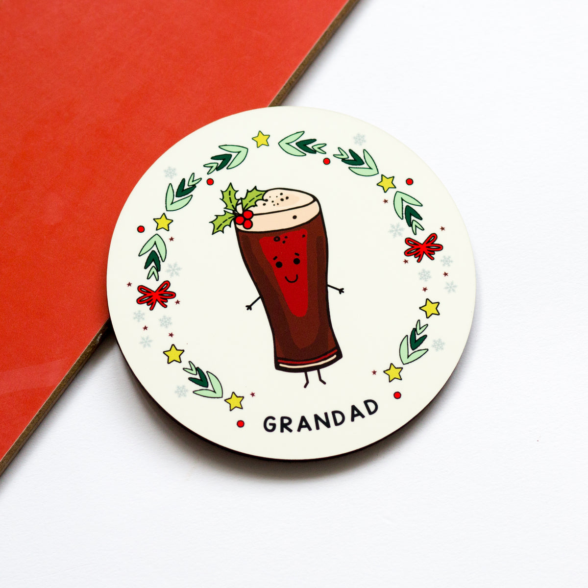 illustrated drinks christmas coaster