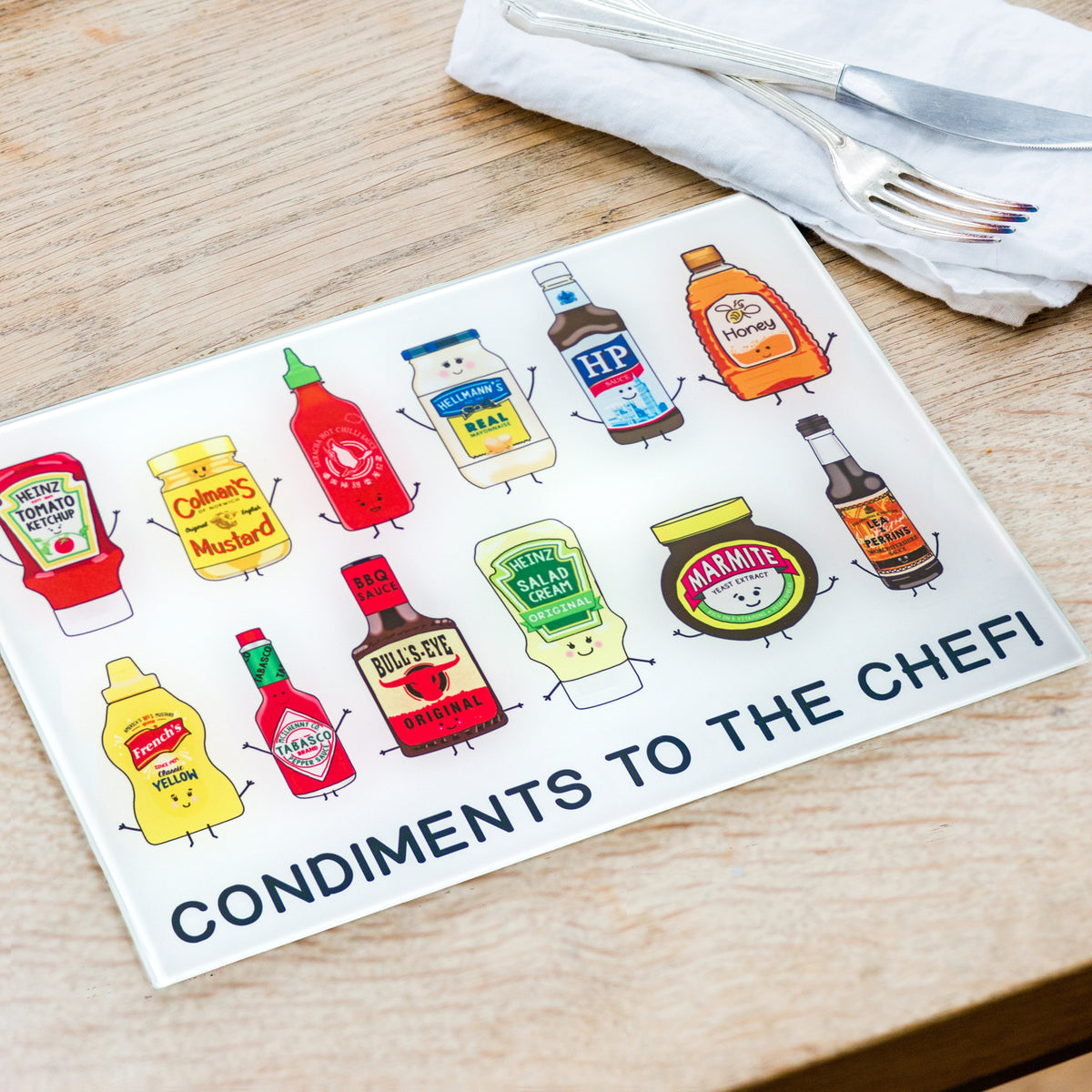 Funny Condiments Chopping Board