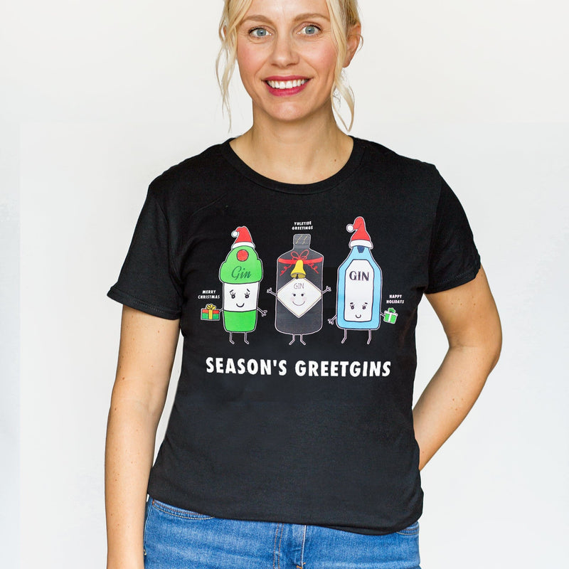 'Season's GreetGINS' Ladies Christmas T-Shirt