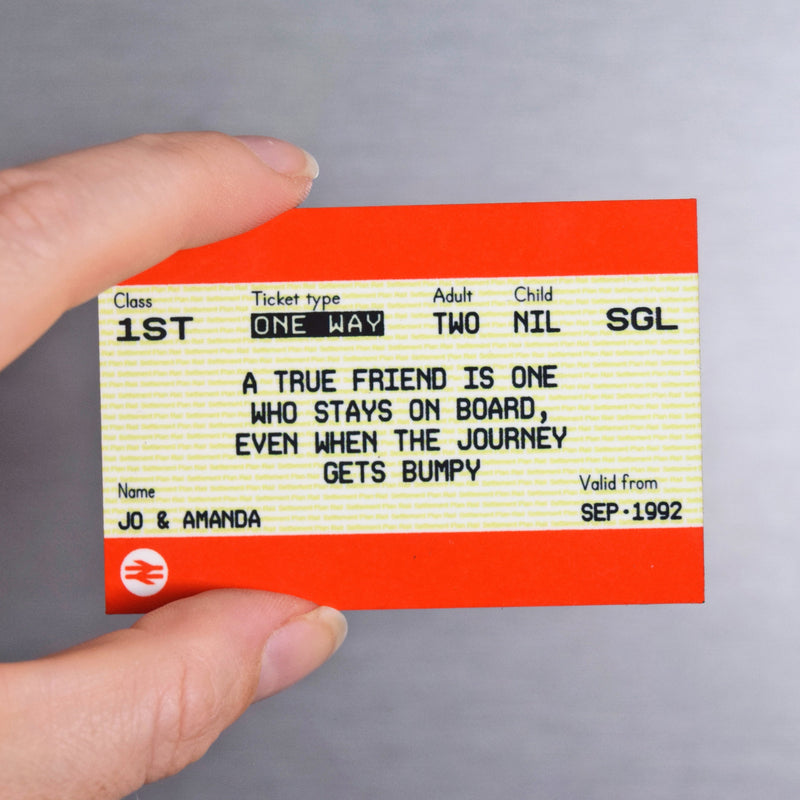 Personalised Train Ticket Fridge Magnet For Friend