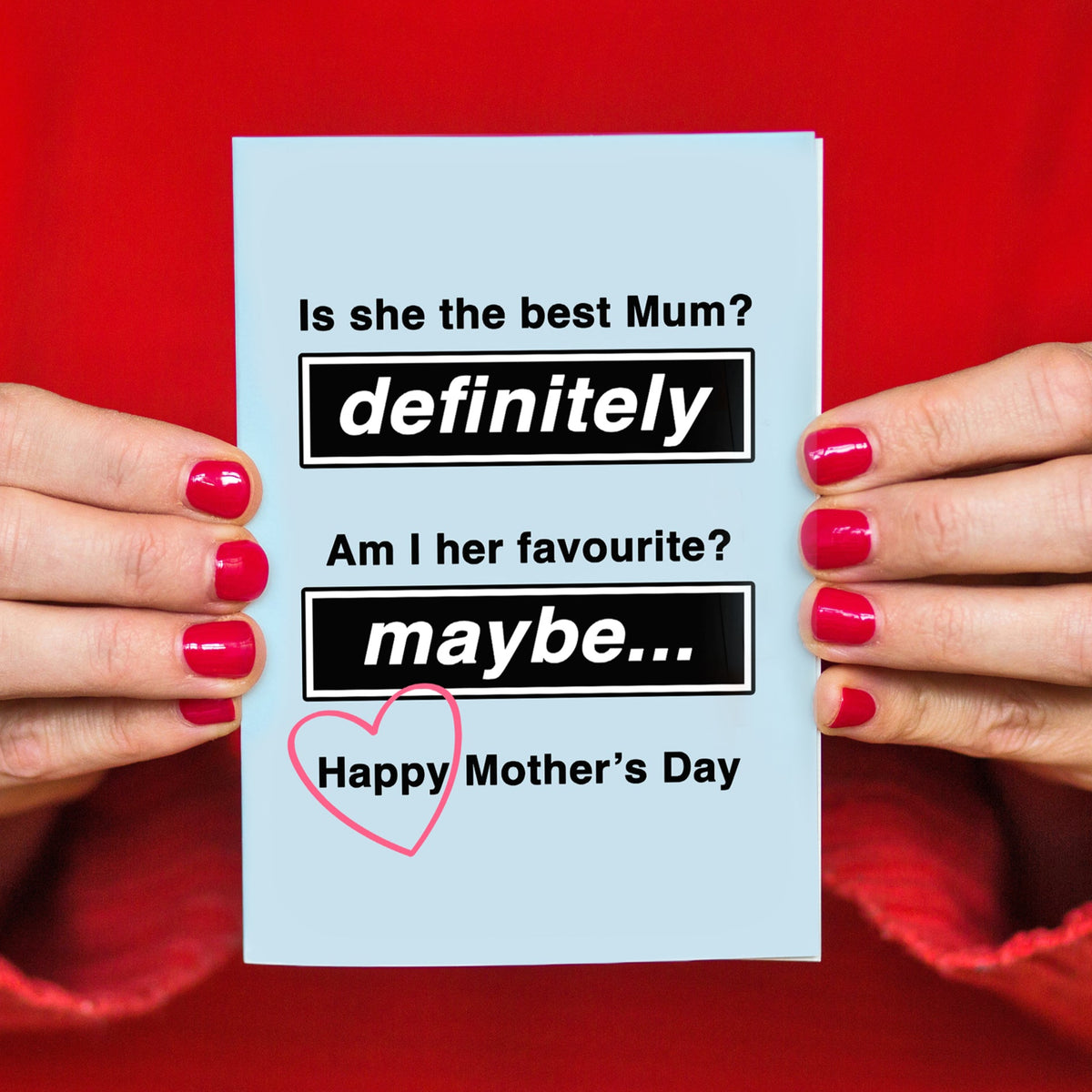 a funny Oasis Mother's Day card using the Definitely Maybe album words and logo to make a funny joke