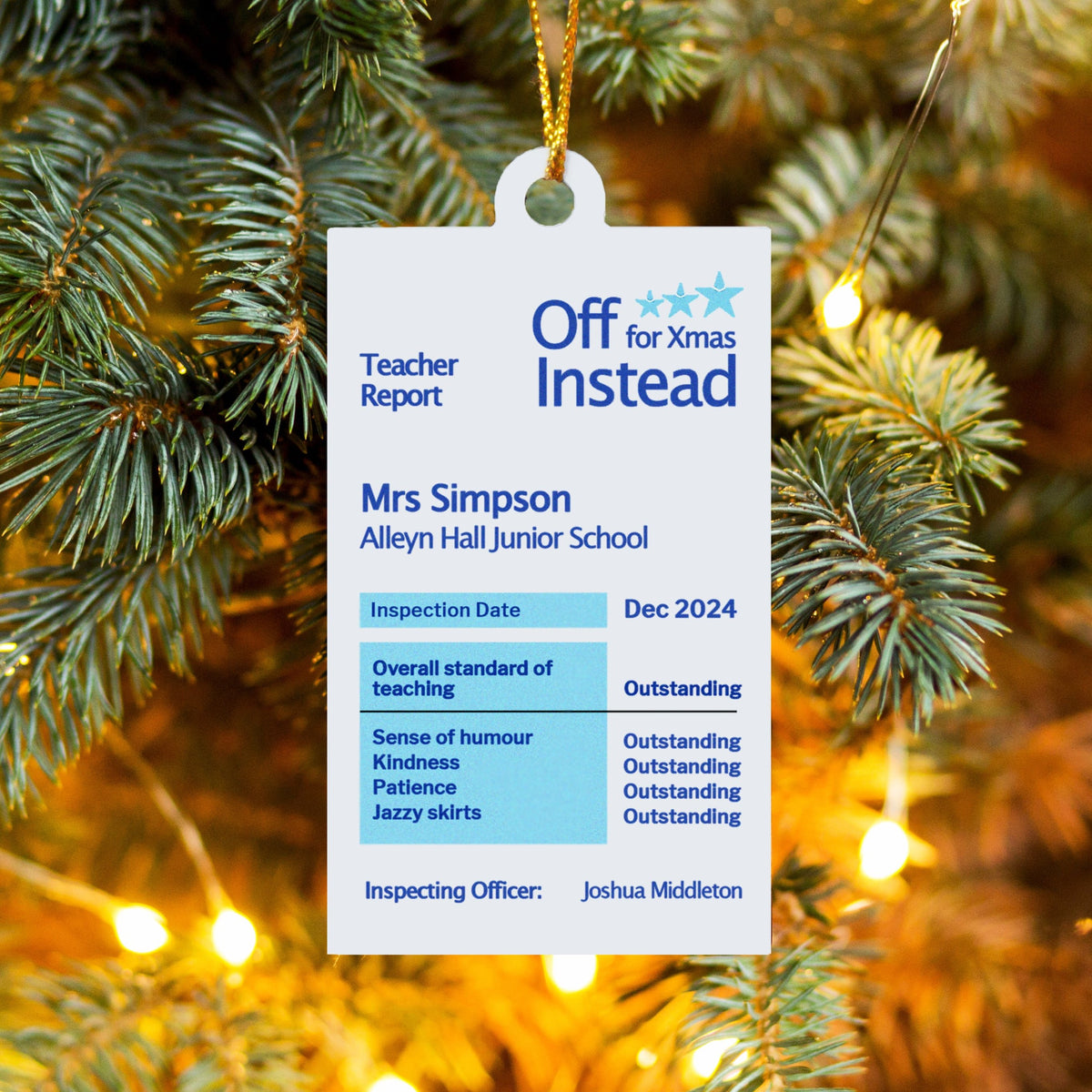 Personalised Christmas Tree Decoration For Teacher