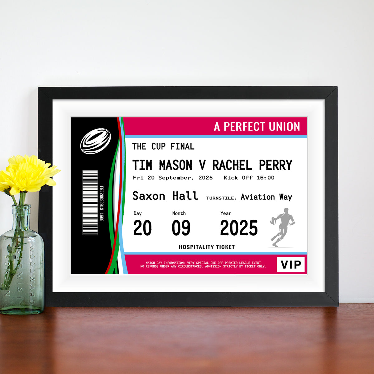 Personalised Rugby Wedding Print