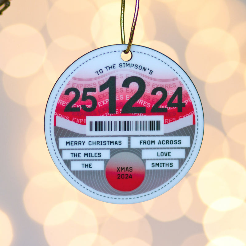 Personalised Tax Disc Christmas Tree Decoration