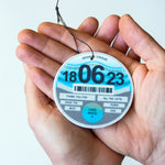 a tax disc car air freshener scented with eucalyptus