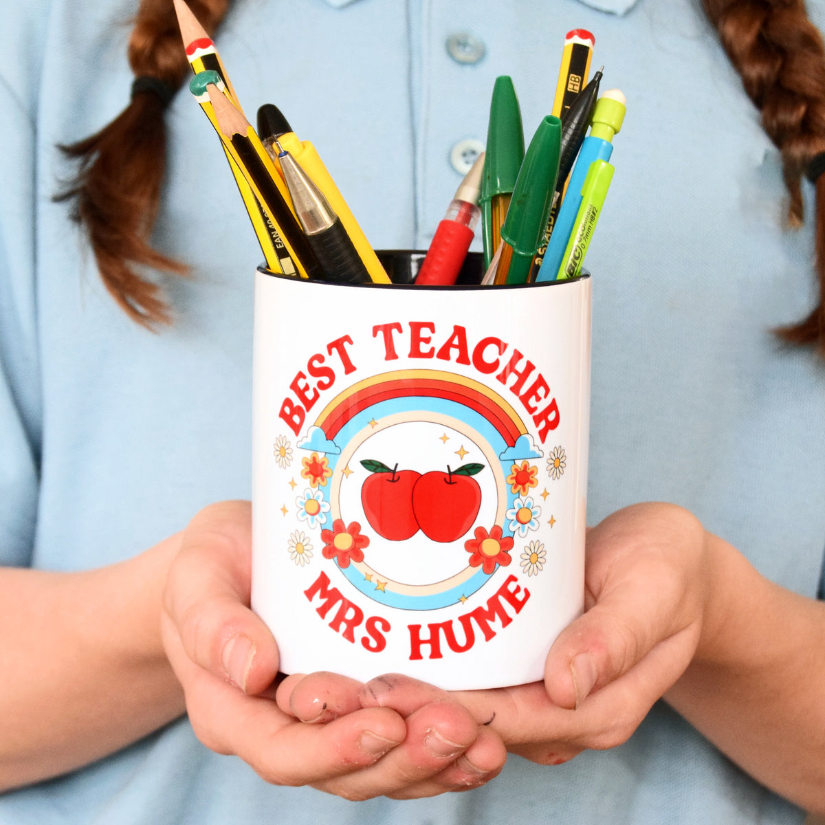 Personalised Retro Pen Pot For Teacher