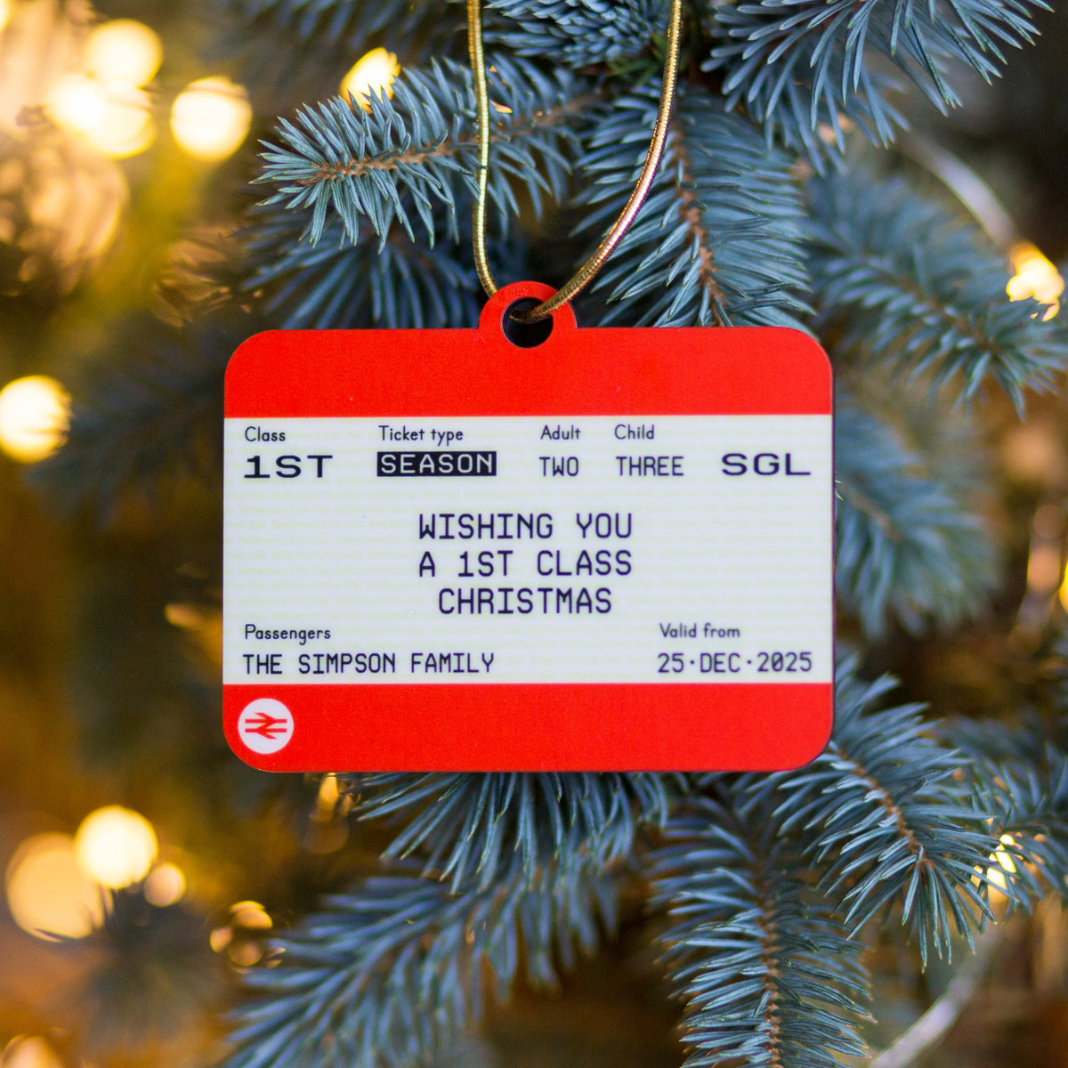 Personalised Train Ticket Christmas Tree Decoration