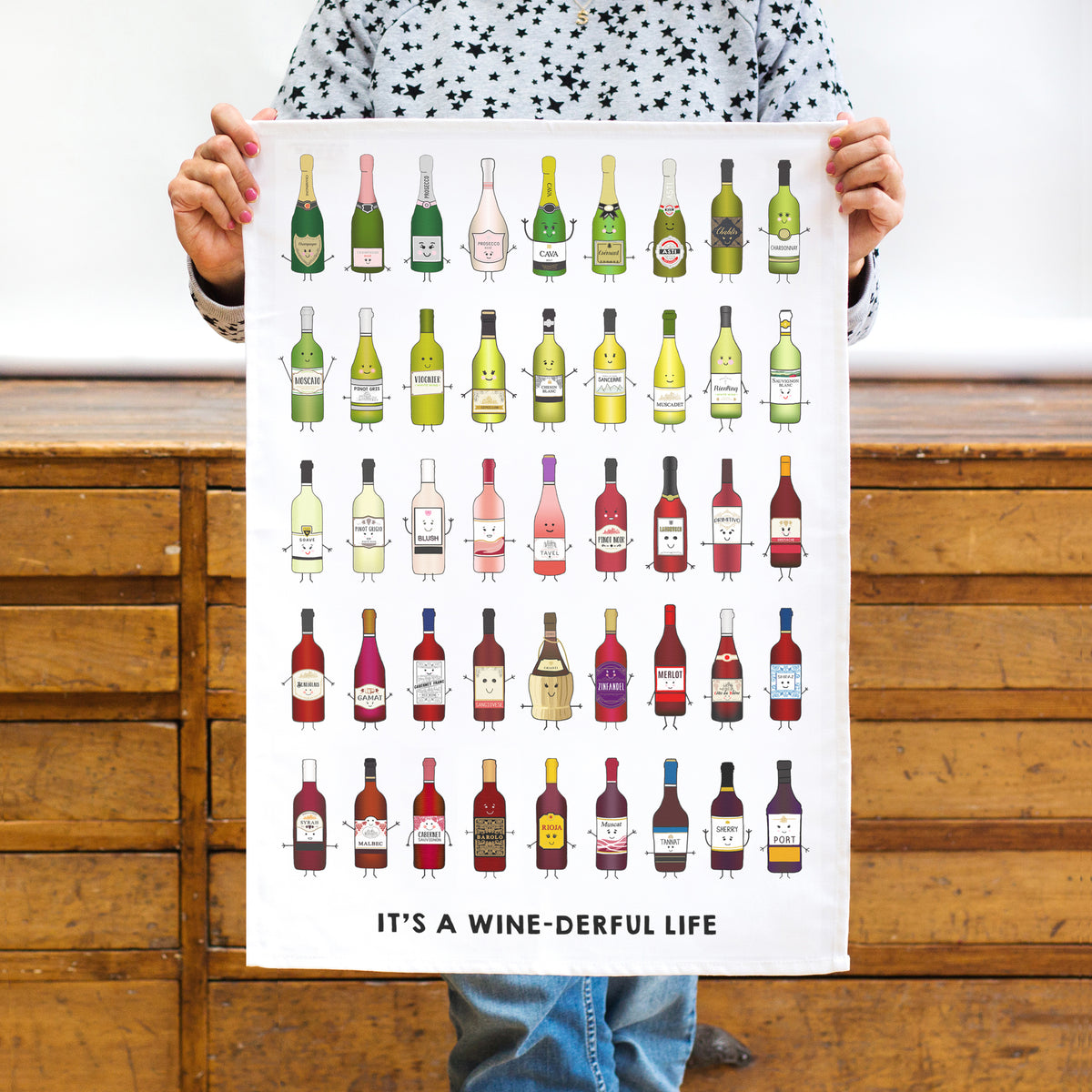 WINEderful' Wine Montage Tea Towel