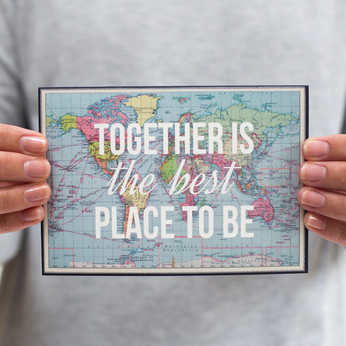 'Together Is The Best Place To Be' World Map Valentine's Card Cards for your Other Half Of Life & Lemons 