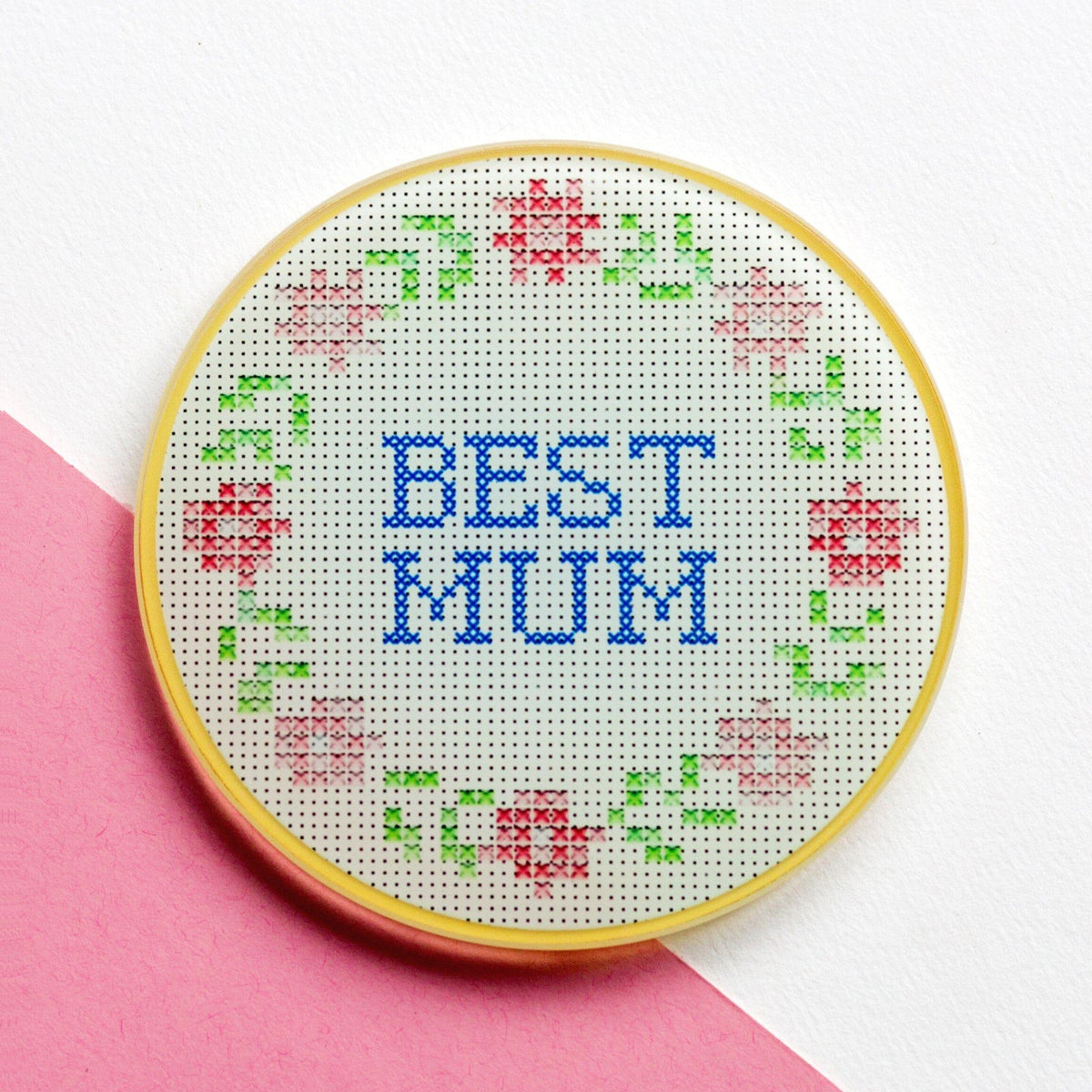 Cross Stitch 'Best Mum' Coaster Coaster Of Life & Lemons® 