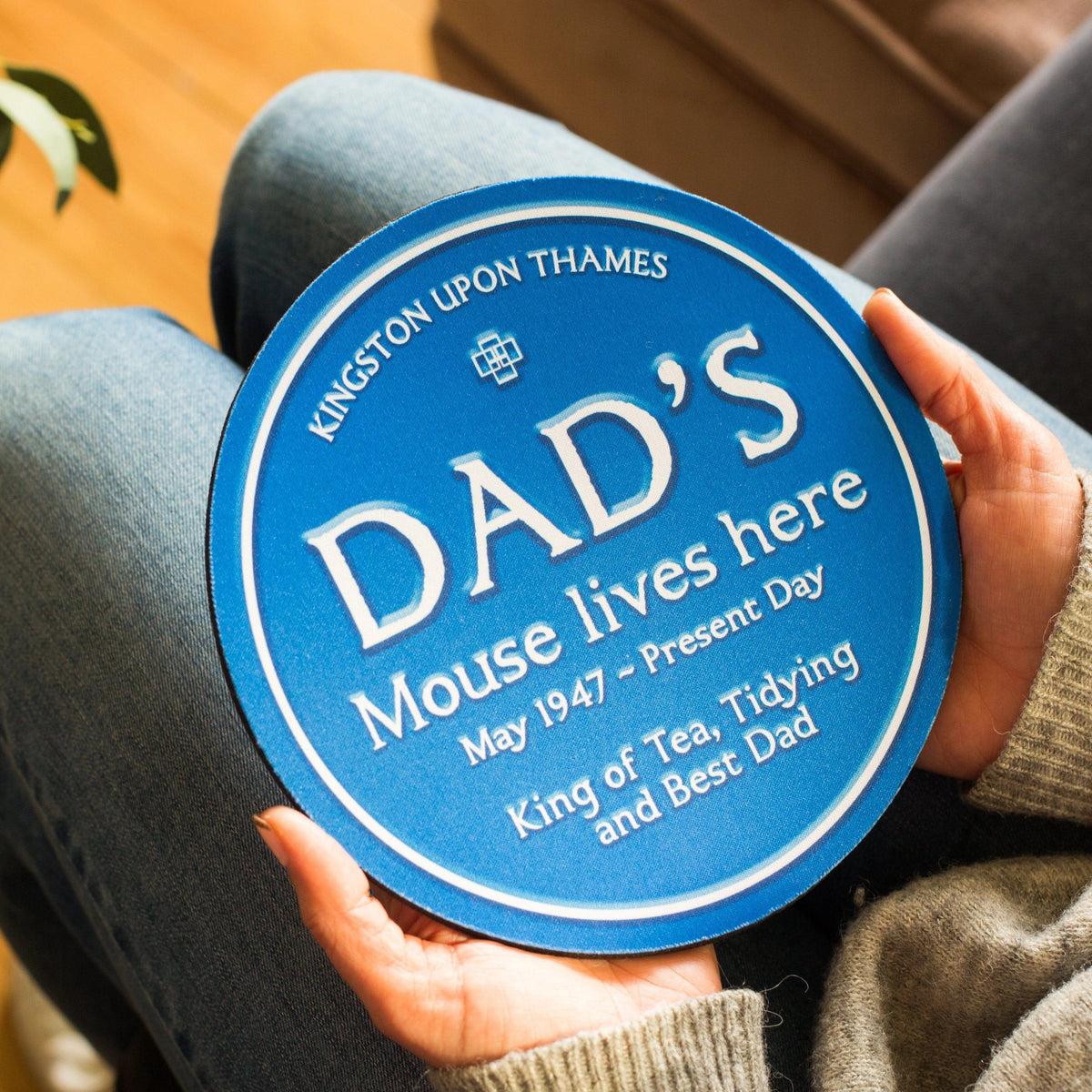 Personalised Blue Plaque Mouse Mat for Dad Mouse Mat Of Life & Lemons® 