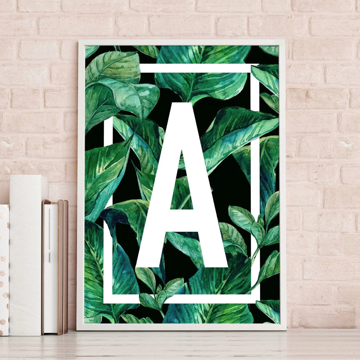 Tropical Leaf Monogram Print Typographic Collection Of Life & Lemons 