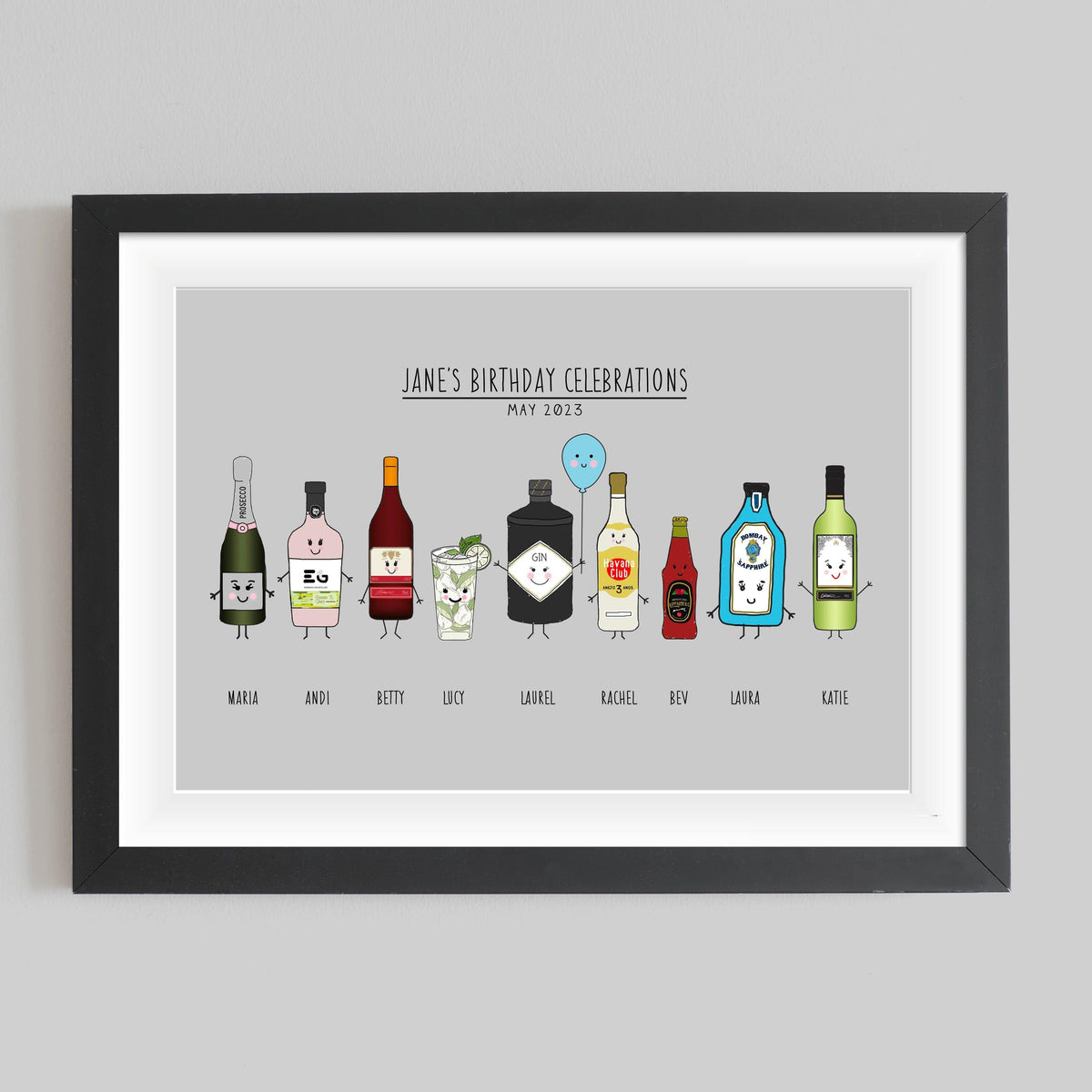 Personalised Birthday Drinks Print Personalised Prints Of Life & Lemons 