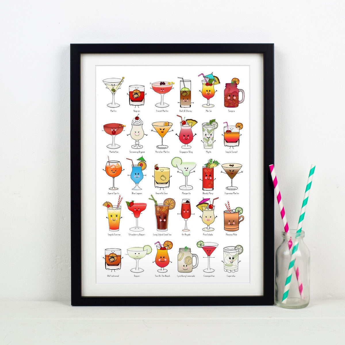 Illustrated Cocktails Print Montage Prints Of Life & Lemons 