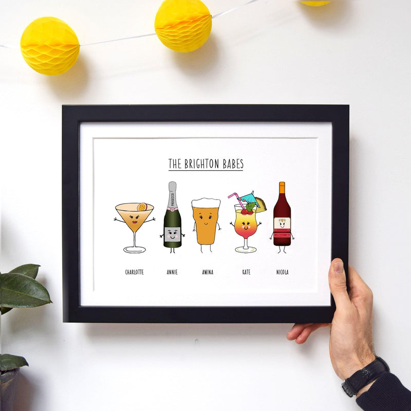 Personalised Friends as Drinks Print Personalised Prints Of Life & Lemons 