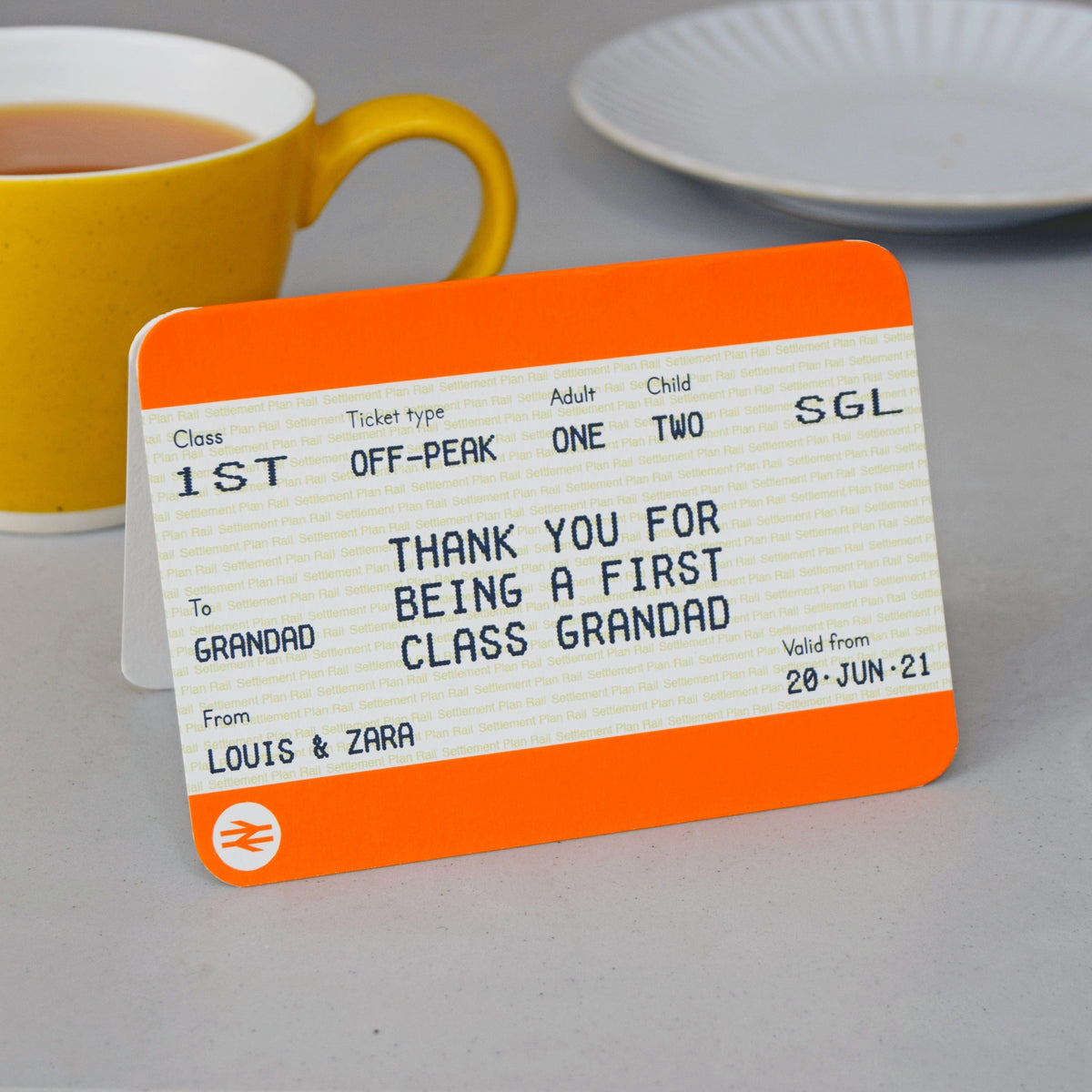 Personalised Train Ticket Card for Grandad Cards for Grandparents Of Life & Lemons 