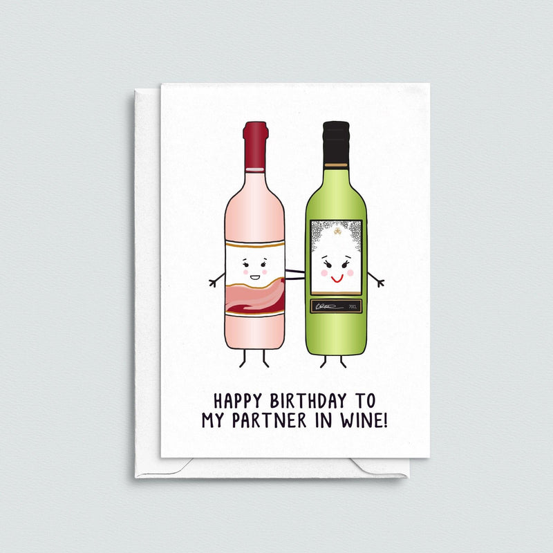 'Partners In Wine' Birthday Card Cards for Friends Of Life & Lemons 