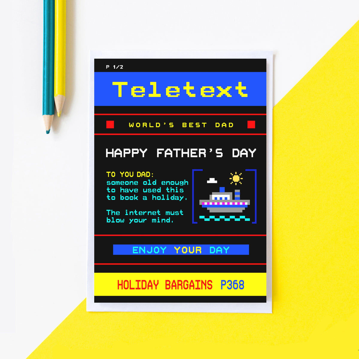 Funny Father's Day Card based on Teletext